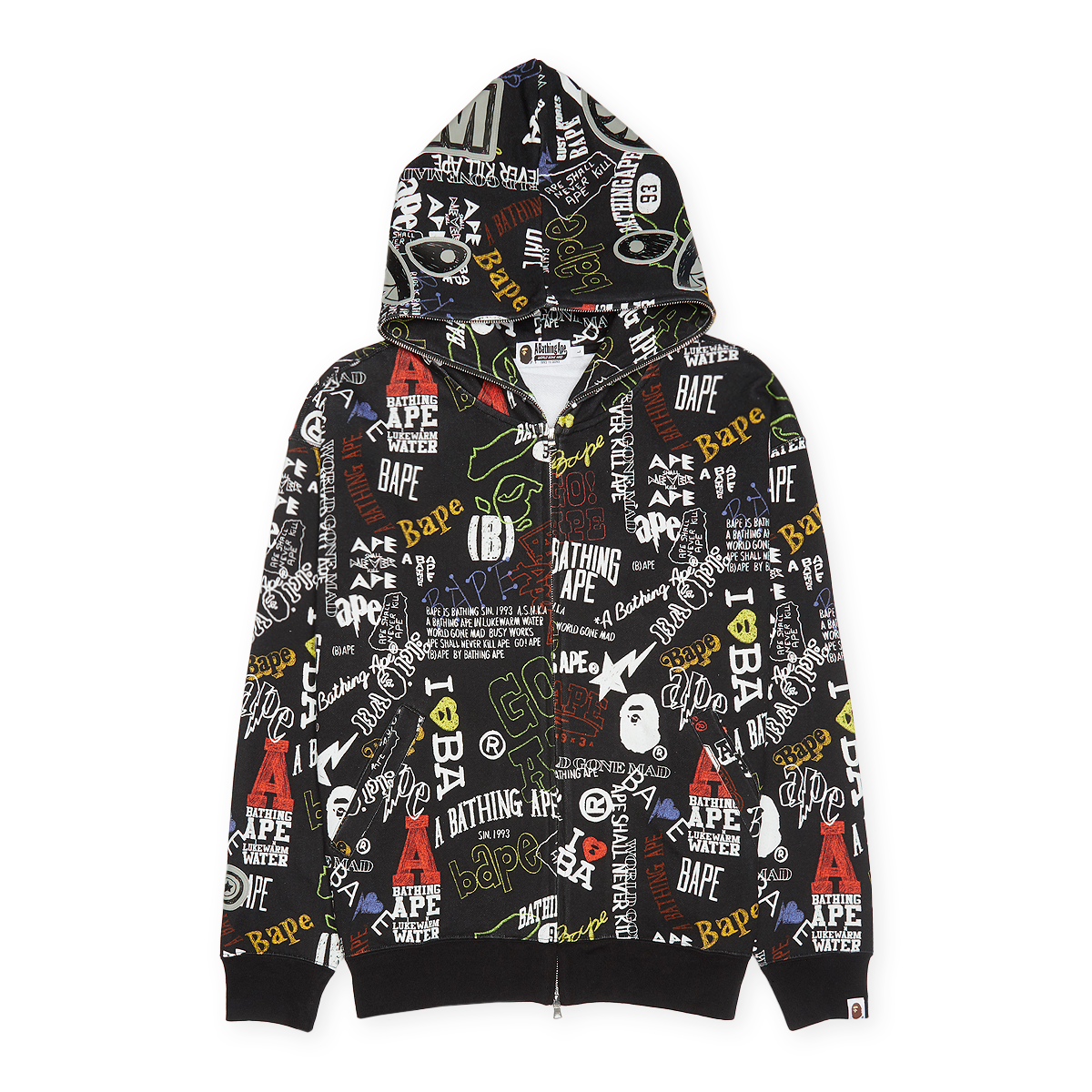 Buy A Bathing Ape Hand Draw Pattern Shark Zip Hoodie M in