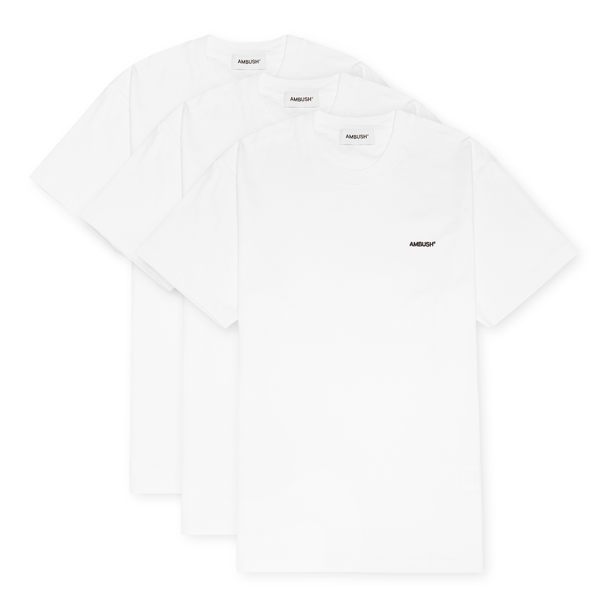 AMBUSH 半袖シャツ ホワイト ボックスシルエット Buy Ambush 3 Pack T-Shirt in white | BMAA002S24JER0010110 | solebox