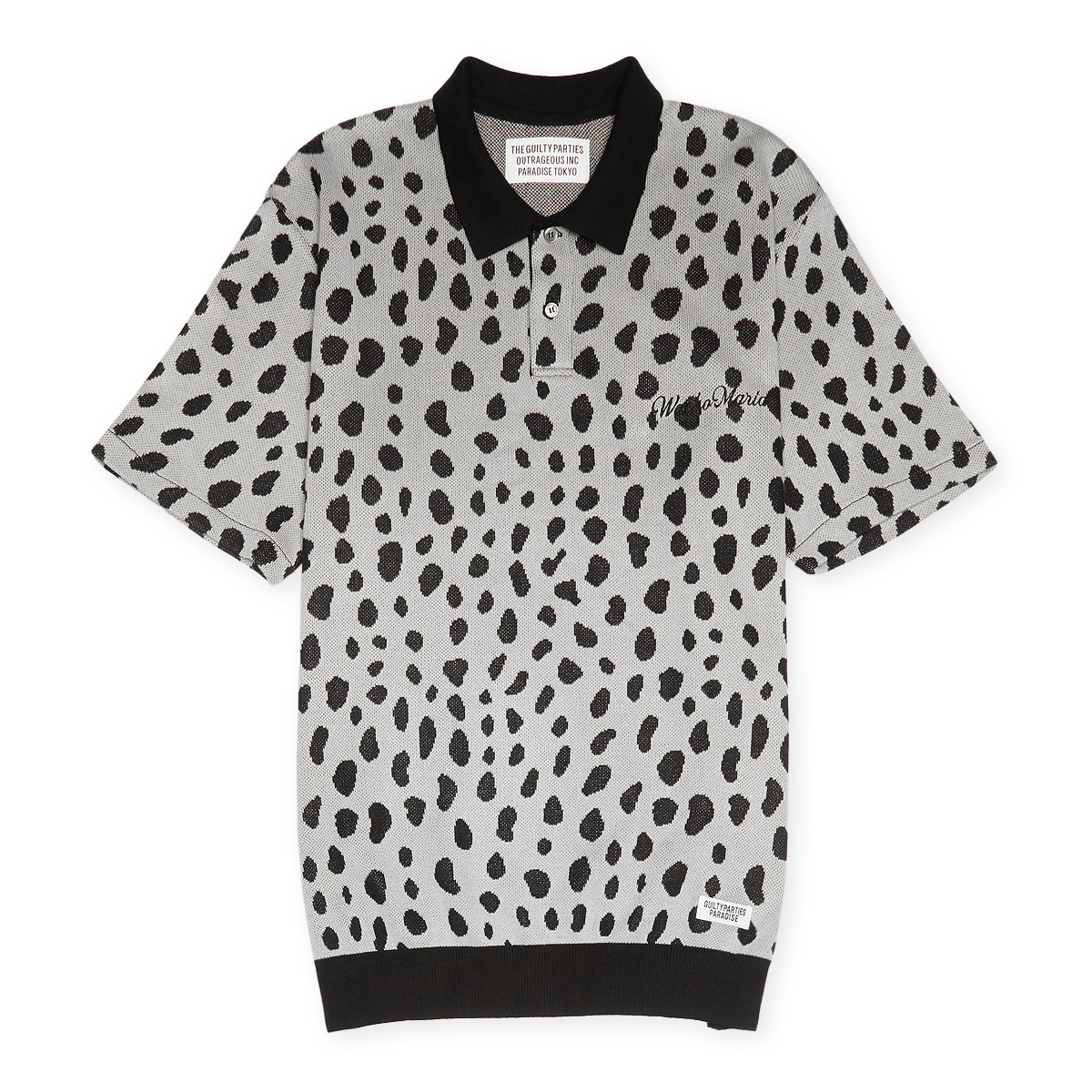 Buy Wacko Maria Leopard Knit Polo-Shirt in grijs | 24SS-WMK-KN10