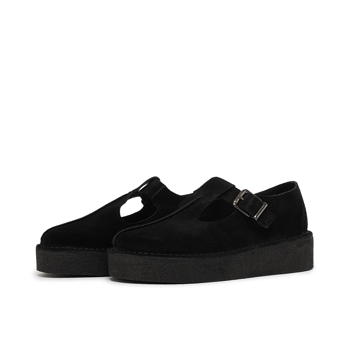 Buy Clarks Originals Wmns Trek Wedge T-Bar Suede in black