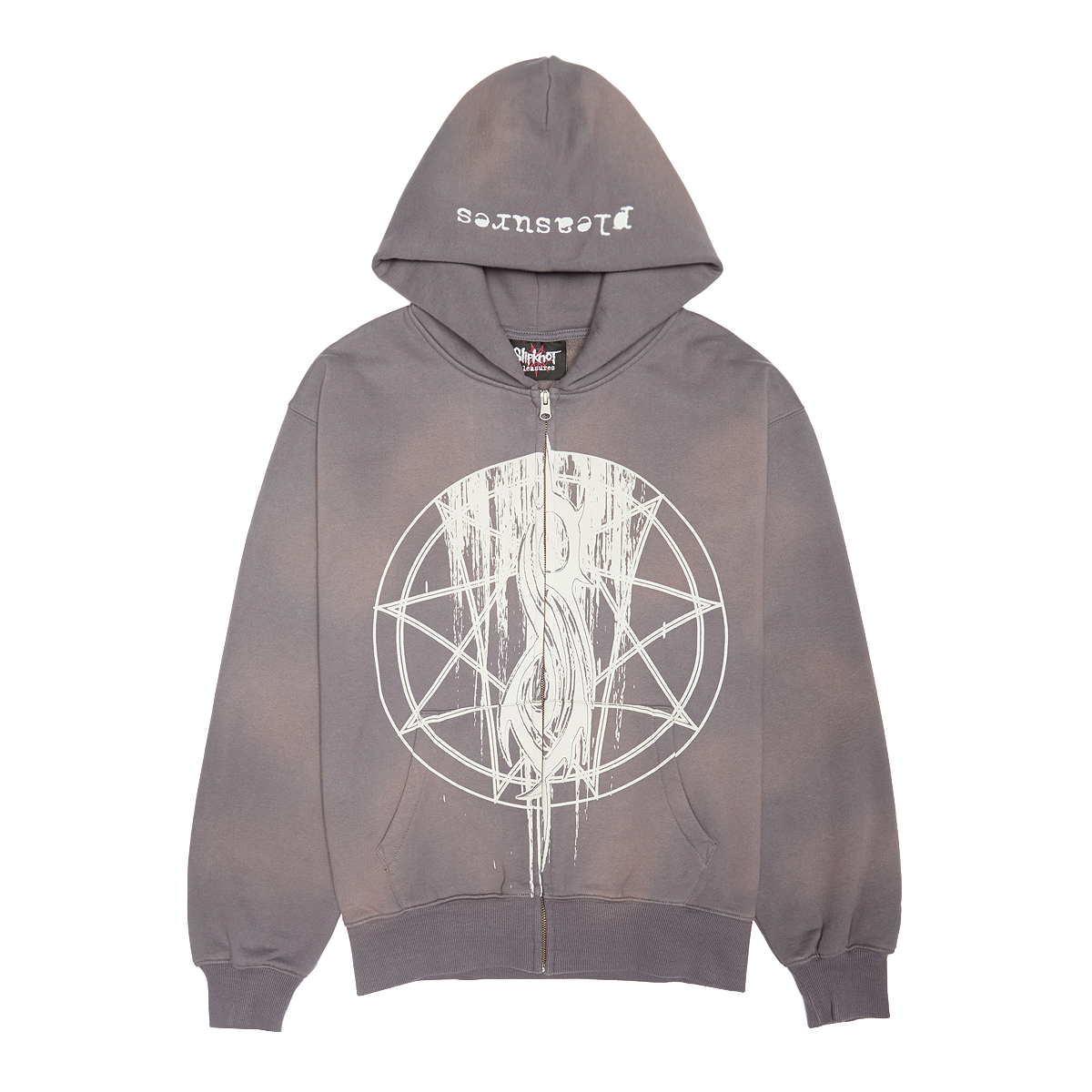 Buy Pleasures x Slipknot Nonagram Zip Hoodie in grey | P25SK005