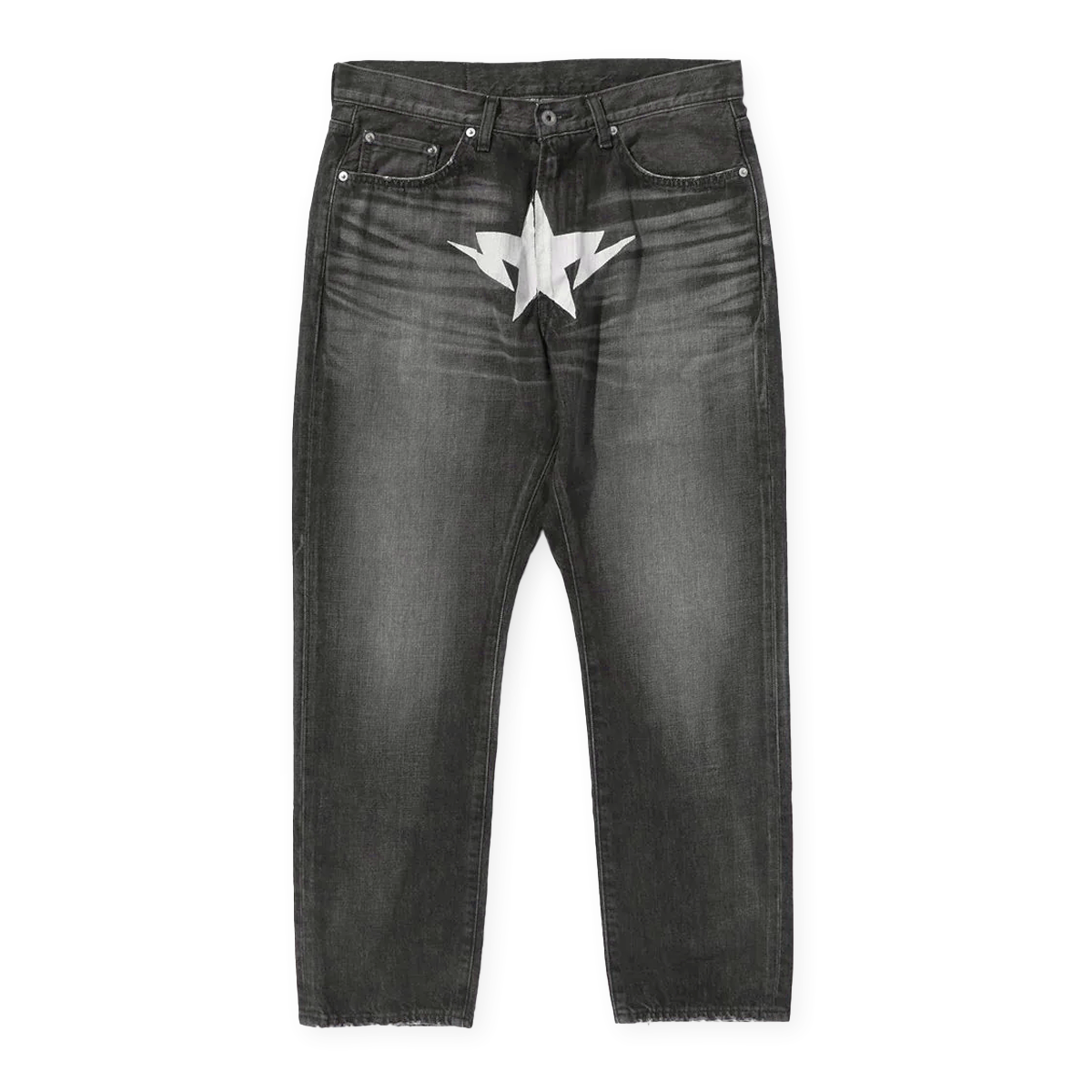 Buy A Bathing Ape Fake Print Sta Loose Fit Denim Pants in