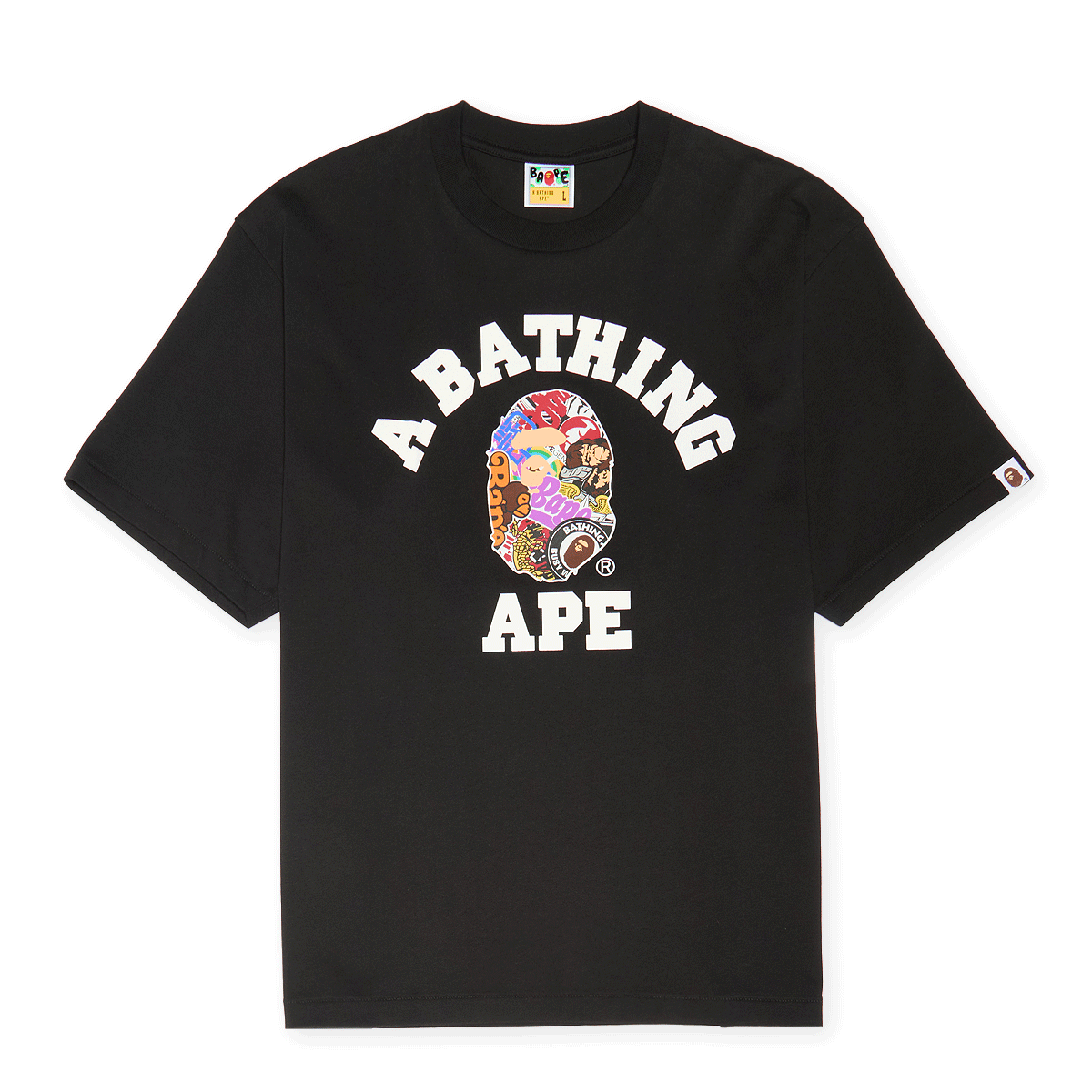 Buy A Bathing Ape Multi Logo College Relaxed Fit Tee in black