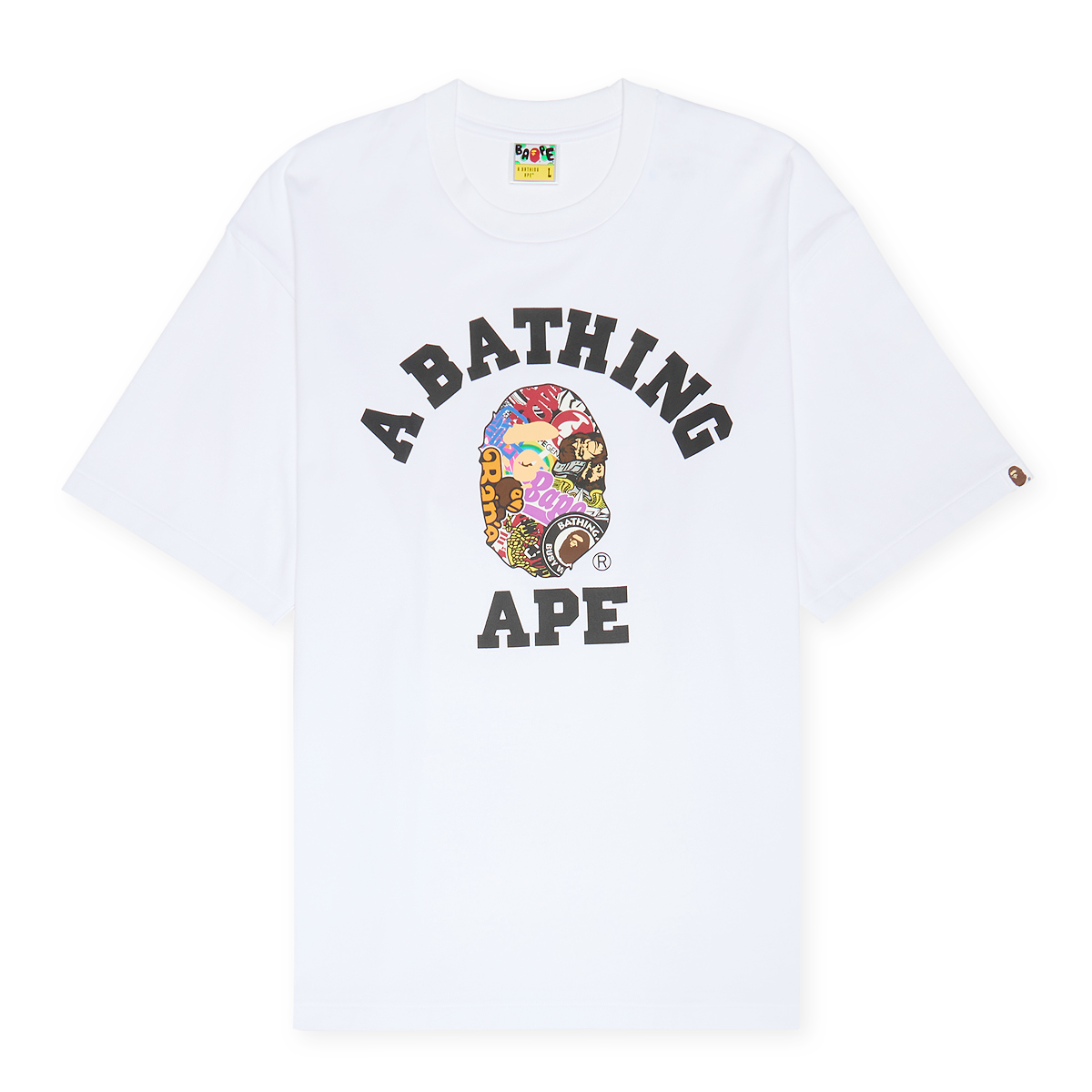Buy A Bathing Ape Multi Logo College Relaxed Fit Tee M white in