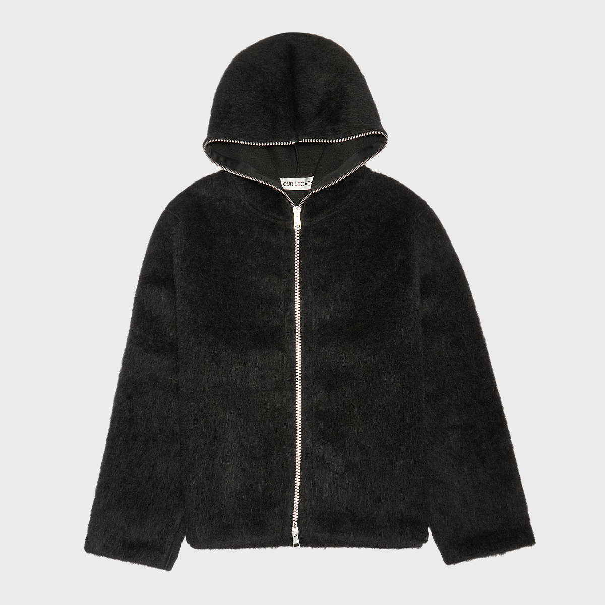 Buy Our Legacy Full Zip Hood Hairy Wool in black | M4243FBH | solebox