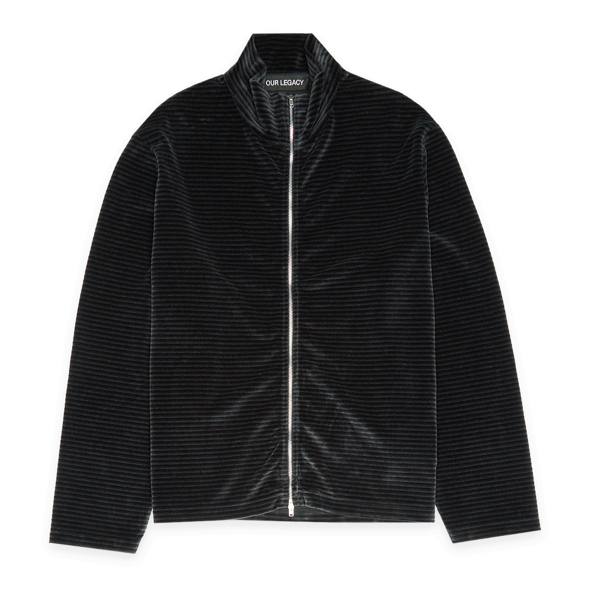 トップス OUR LEGACY SHRUNKEN FULLZIP POLO Shrunken Full Zip Polo in Black Rib