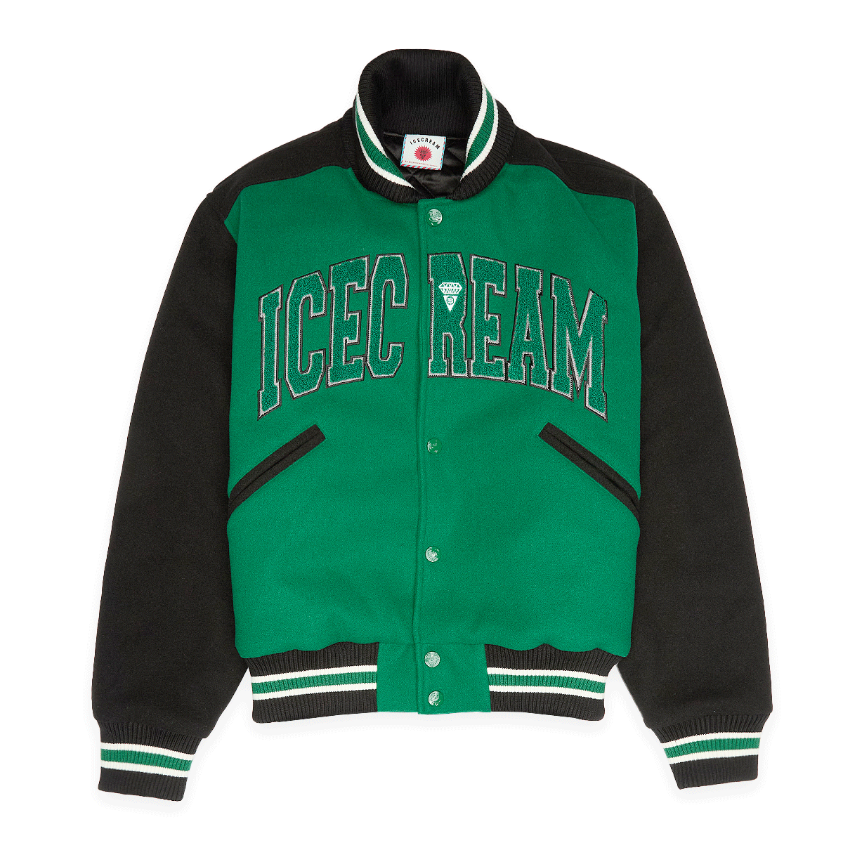 Buy ICECREAM College Varsity Jacket in green | IC25302-GRN