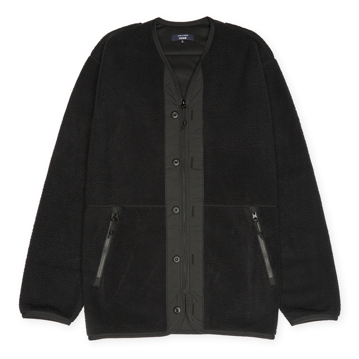 COMME des GARÇON HOMME ブラック Vネック ジャンパー S Buy Comme des Garcons Homme V-Neck Zip Fleece Jacket in black | HP