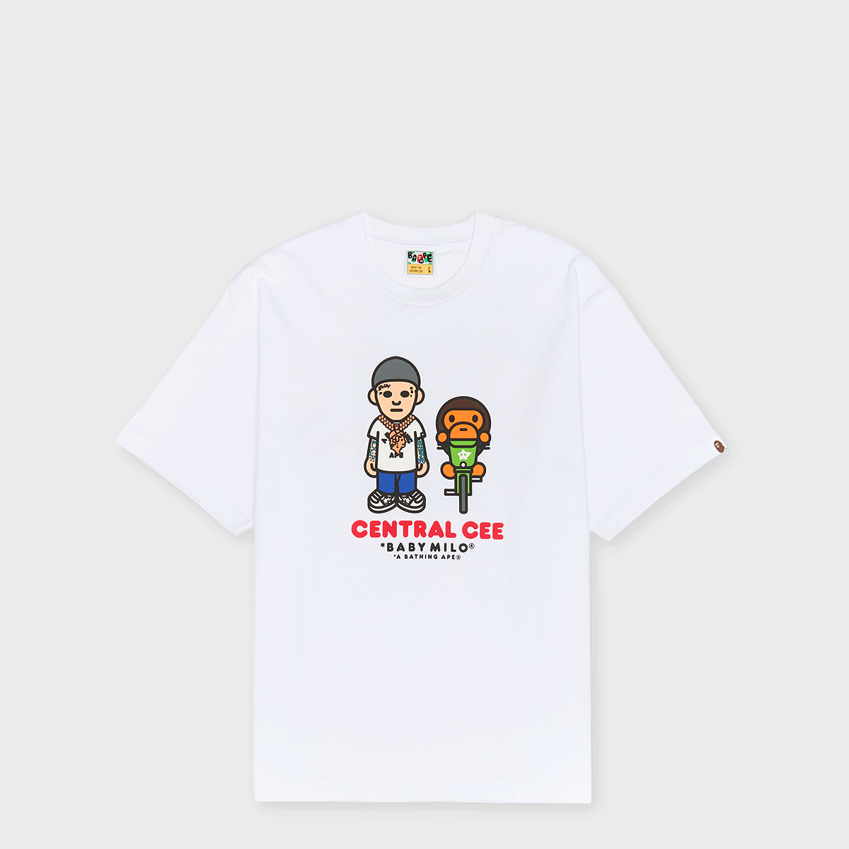 a bathing ape CENTRAL CEE BABY MILO キーチェ Buy A Bathing Ape x Spotify x Central Cee Baby Milo Tee in white