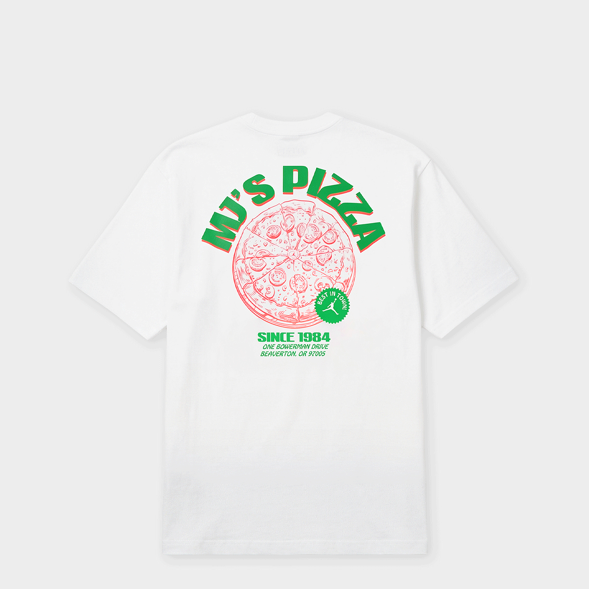 Buy Jordan Pizza Graphic Crewneck T-Shirt in white/infrared 23 