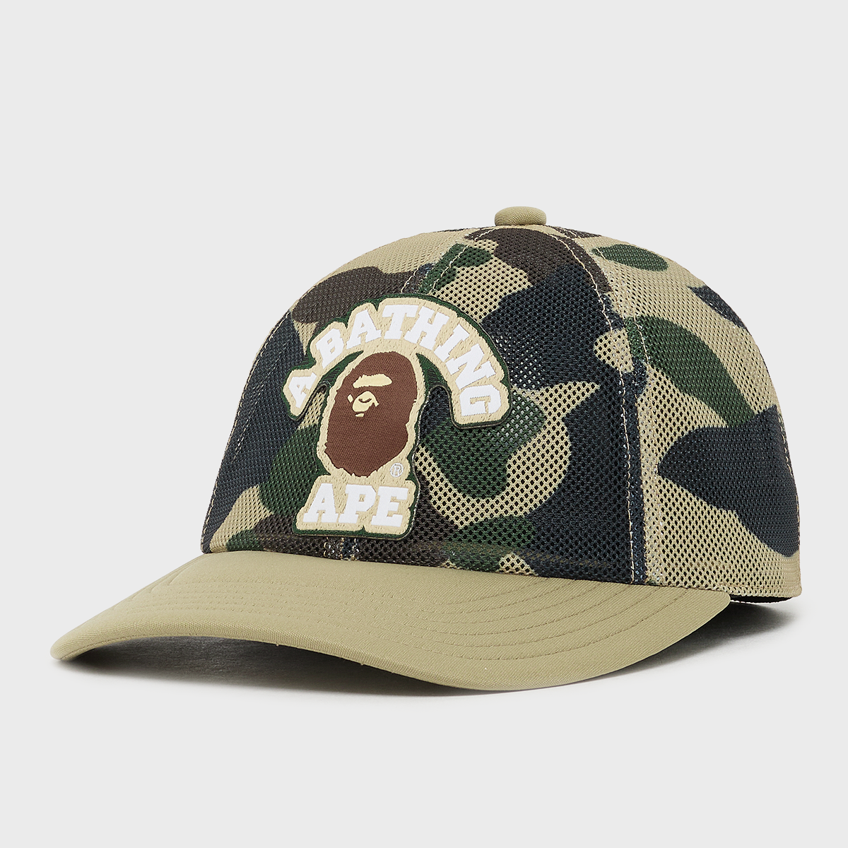 帽子 A BATHING APE (BAPE)Trial Camo Cap Beige Buy A Bathing Ape 1st Camo College Embrodery Patched Mesh Cap in