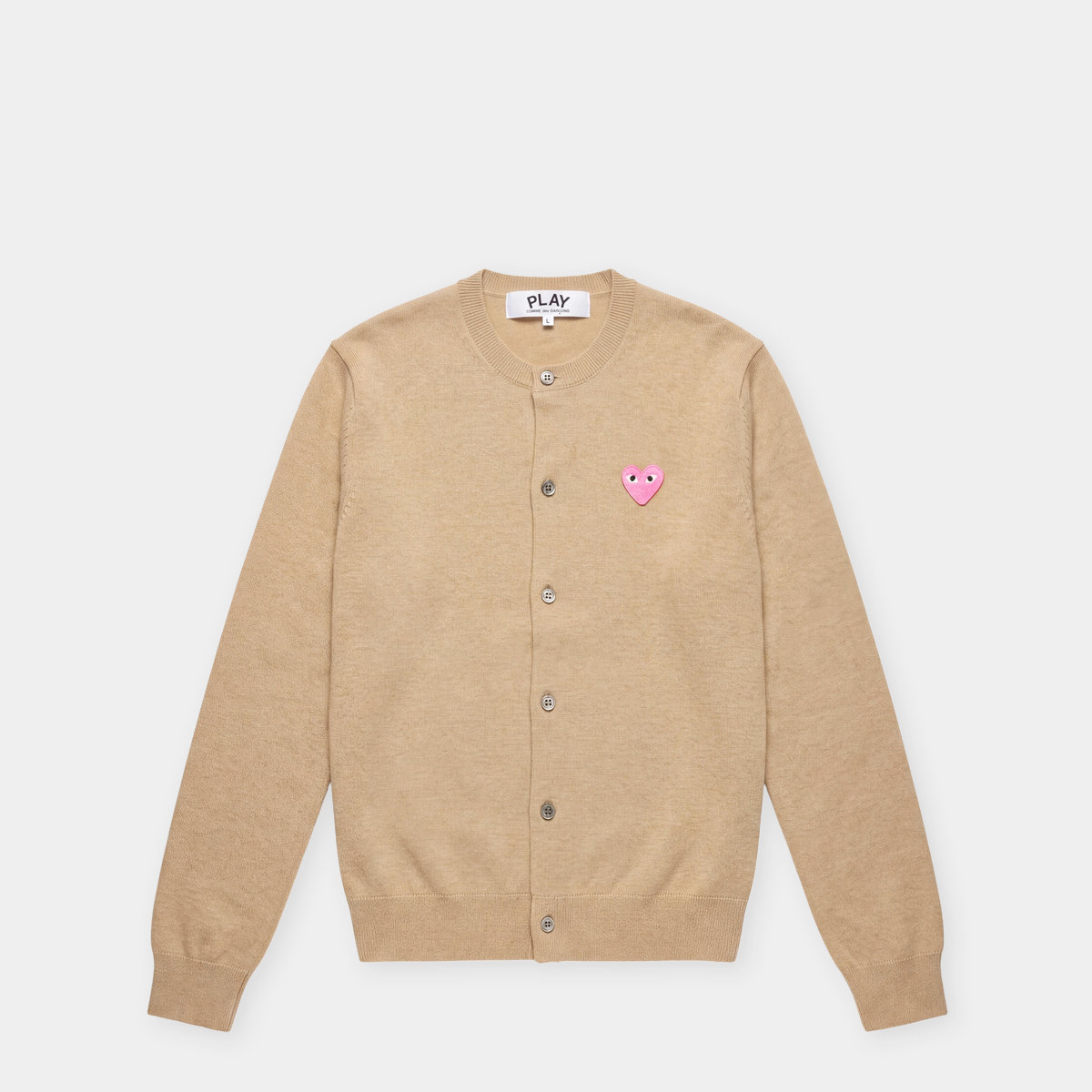 Buy Comme des Garcons Play Round Neck Cardigan Pink Emblem in