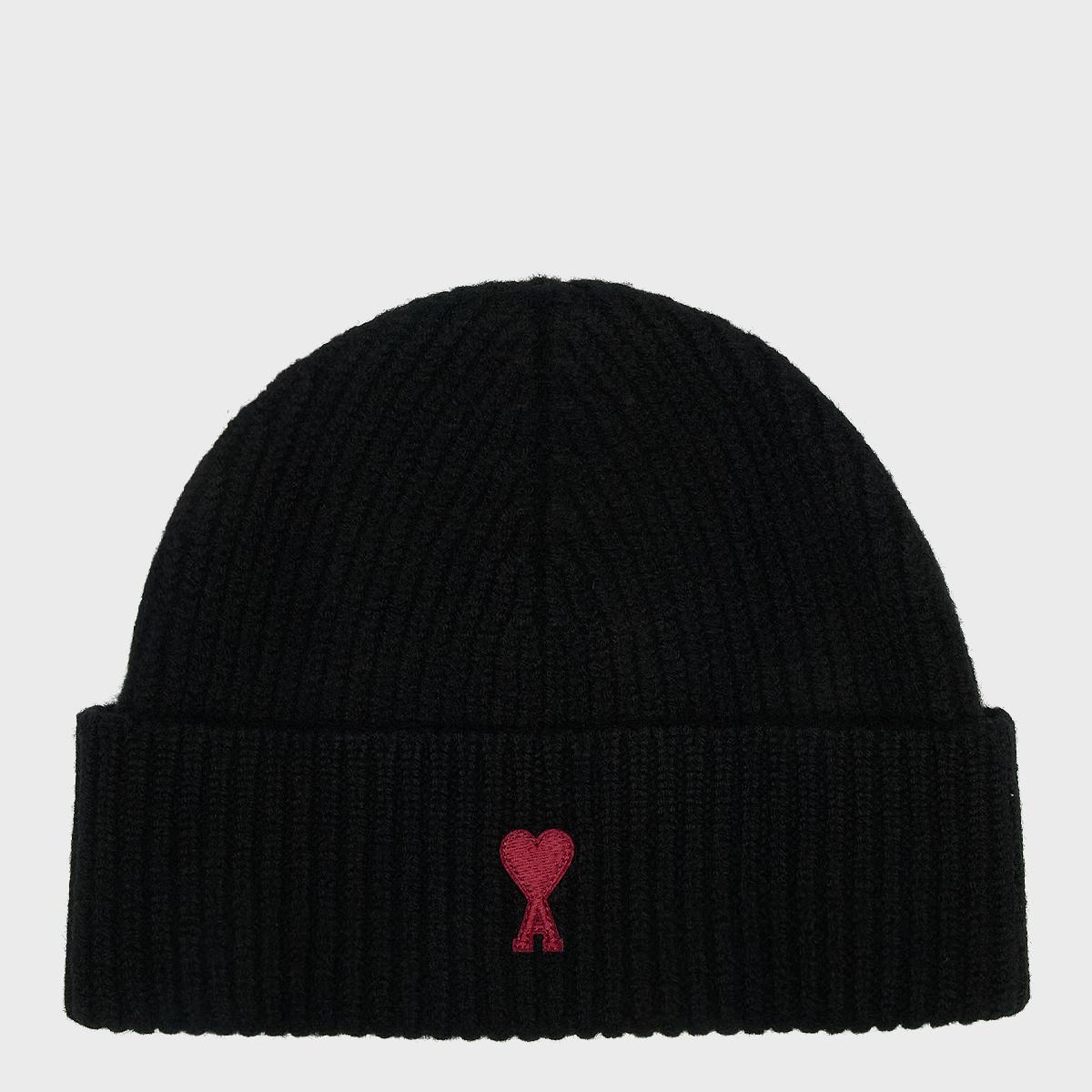 Buy AMI PARIS Beanie Red Ami De Coeur Logo in black | BFUHA116.018