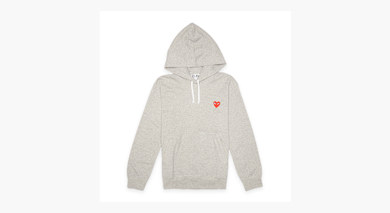Buy Comme des Garcons Play Hooded Sweatshirt in grey P1T170-GRY
