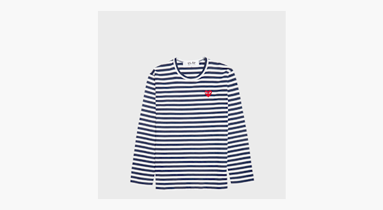 Buy Comme des Garcons Play Play Red Heart Striped Long Sleeve T