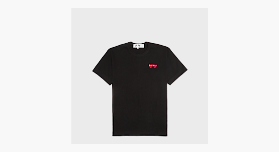 Buy Comme des Garcons Play Play Two Heart T-Shirt in black | AX