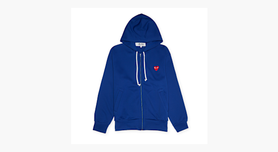 Buy Comme des Garcons Play Play Zip Hooded Sweat Red Heart in blue