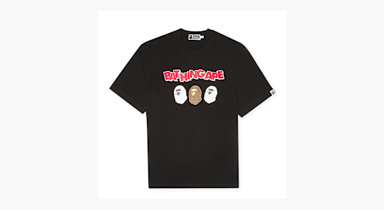Buy A Bathing Ape Triple Ape Head Tee in Black | 001CSK301323MBLK