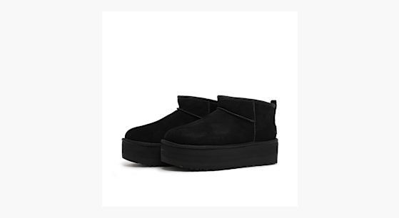 W CLASSIC ULTRA MINI PLATFORM （BLACK） UGG CLASSIC ULTRA MINI PLATFORM LEATHER BLACK SHEARLING BOOT US 9