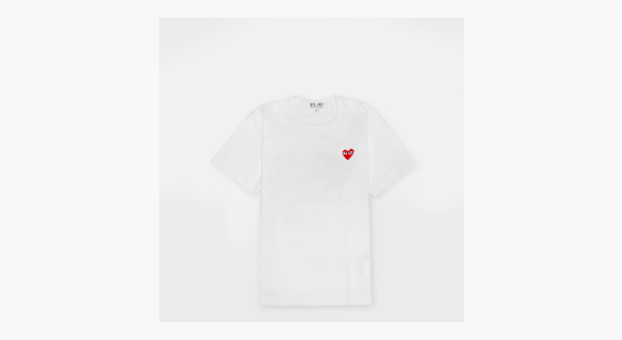 Buy Comme des Garcons Play Small Red Heart T-Shirt in white | AX