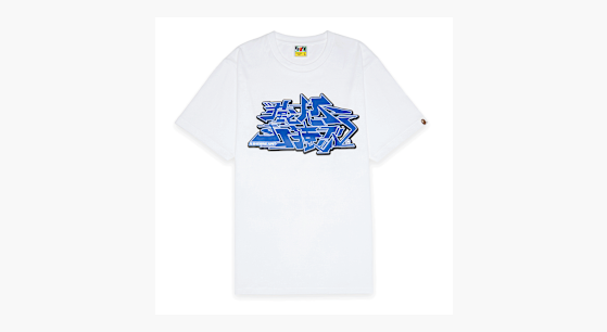 希少 初期 90s A BATHING APE SWEAT A.S.N.K.A Buy A Bathing Ape Asnka Kanji Graffiti Logo Tee in white