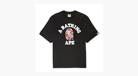 極美品 正規品 A BATHING APE COLLEGE TEE ブラック S 美品 A BATHING APE COLLEGE TEE ブラック S（A BATHING APE G