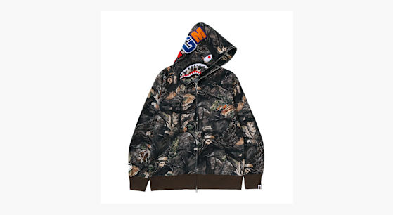 ジャケット・アウター BAPE TREE EDGE CAMO SHARK ZIP HOODIE TREE EDGE CAMO LASER CUT CROPPED SHARK FULL ZIP HOODIE MENS