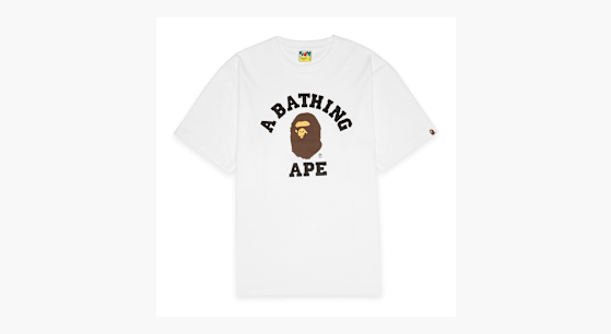 Buy A Bathing Ape College Tee white in white | 001TEL801001MWHT