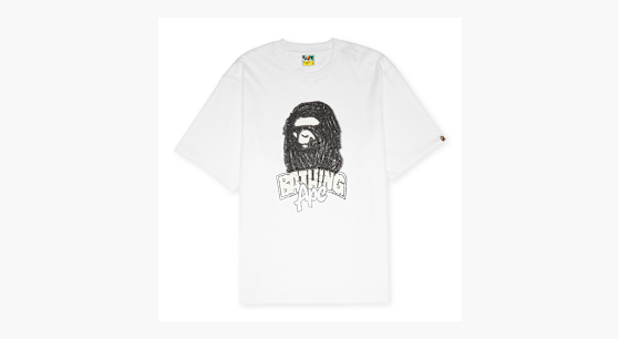 Buy A Bathing Ape Hand Drawn Ape Head Relaxed Fit Tee M in white