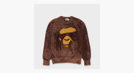 Buy A Bathing Ape Ape Face Shaggy Sweater in brown
