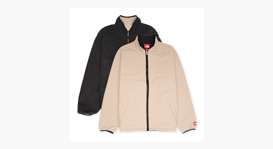 Buy The North Face Red Box Reversible Fleece Jacket in mushroom