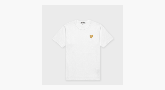 Buy Comme des Garcons Play T-Shirt Gold Emblem Gold Heart in white