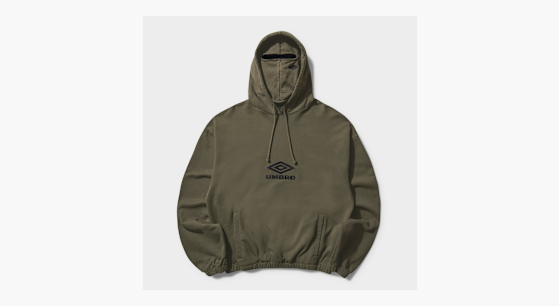 Buy Umbro by Slam Jam Og Logo Mask Hoodie in green | UBMW0411FA256