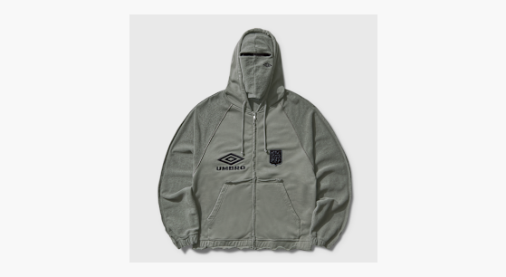 Buy Umbro by Slam Jam Royal Arms Zip Masked Hoodie in grey