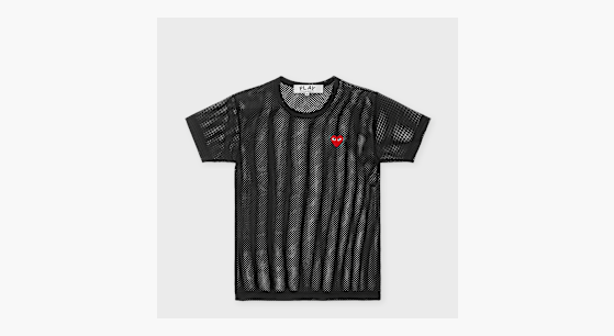 Buy Comme des Garcons Play T-Shirt Red Emblem Mesh Red Heart in