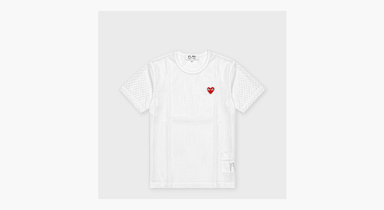 Buy Comme des Garcons Play T-Shirt Red Emblem Mesh Red Heart in