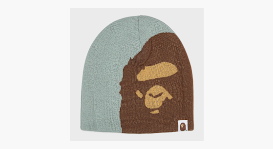 Buy A Bathing Ape Ape Head Knit Cap in grey | 001HTM301001MGRA at MBCY