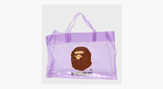 Buy A Bathing Ape Ape Head Clear Bag in purple | 001BAM301007MPUR