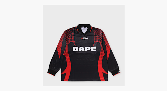 Buy A Bathing Ape Ape Flame Monogram Jacquard Logo Football Jersey