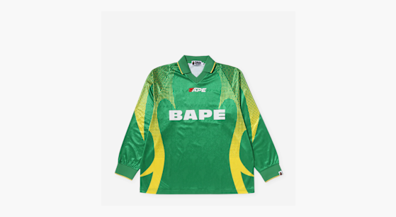 Buy A Bathing Ape Ape Flame Monogram Jacquard Logo Football Jersey