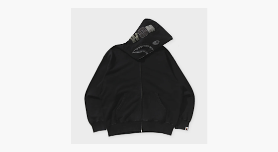 Buy A Bathing Ape Garment Dye Shark Relaxed Fit Full Zip Hoodie in