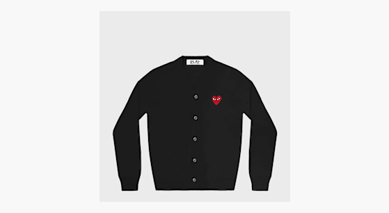 Buy Comme des Garcons Play V-Neck Cardigan Red Emblem in black