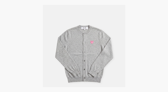 Buy Comme des Garcons Play Round Neck Cardigan Pink Emblem in