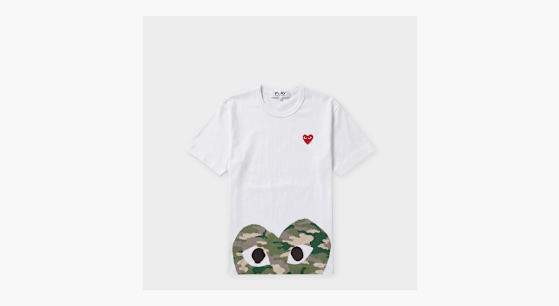 Buy Comme des Garcons Play T-Shirt Red Emblem in white | AX-T244