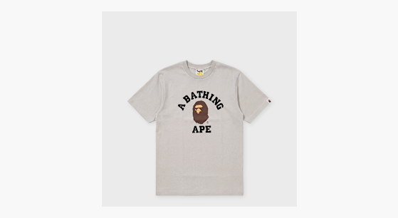 Buy A Bathing Ape College Tee M gray College Tee white in grey