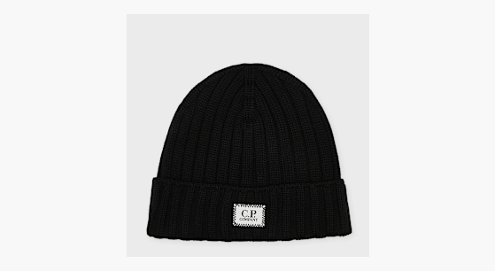 Buy C. P. Company Extrafine Merino Wool Logo Beanie black