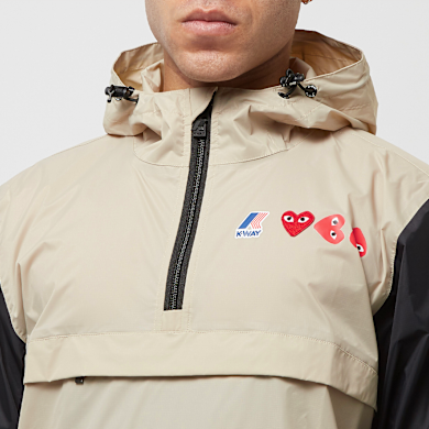 Buy Comme des Garcons Play K-Way Half Zip Jacket in beige | P1J506