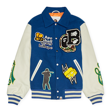 Buy A Bathing Ape Varsity Jacket in blue | 001HJK301002MBLU at MBCY