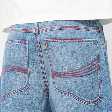 Buy ERL Denim Indiana Skate Shorts Woven in blue | ERL10P014-1 at MBCY