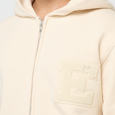 Buy ERL Varsity Zip-Up Hoodie Knit in beige | ERL10T023-1 at MBCY